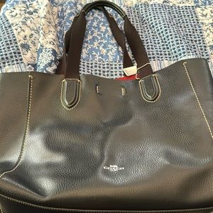 Genuine leather coach purse black with red interior. EUC